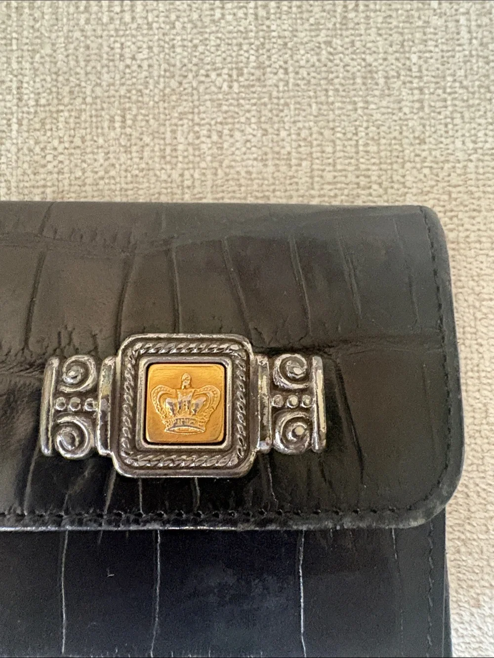Brighton Black Card & Key Holder with Crown Accent